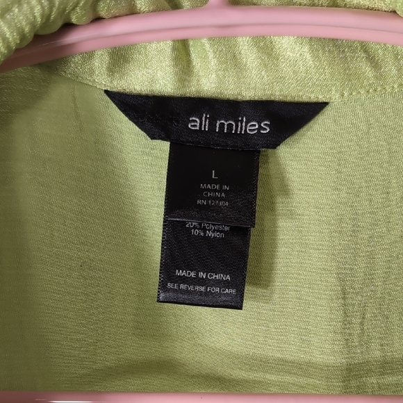 Ali Miles | Lime Button Down Shacket 3/4 Sleeve Lightweight Loose Fit Size L - Picture 3 of 9